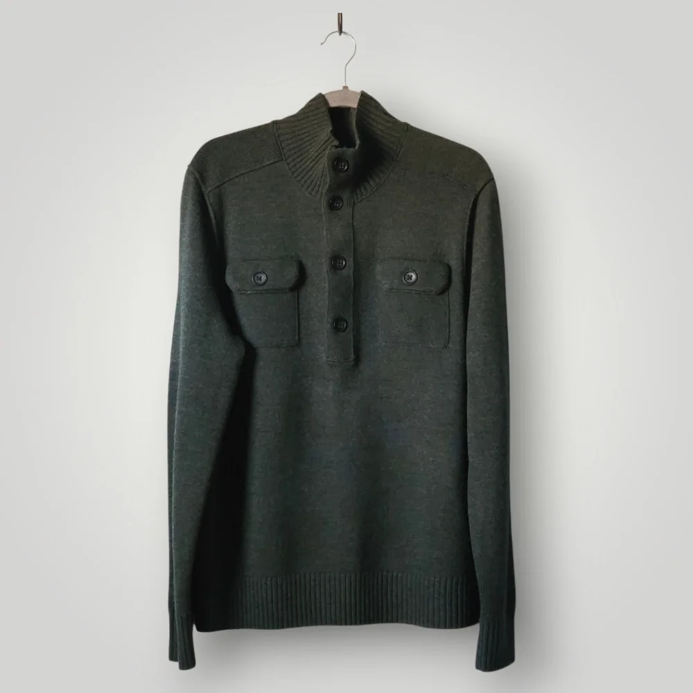 Banana Republic Merino‎ Wool Military Sweater Meduim Green Gorpcore Utility